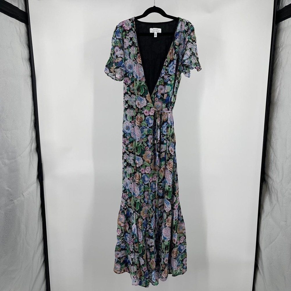 & Other Stories Floral Wrap Maxi Dress 2 XS Chiffon Fairy V Neck Flutter Sleeve